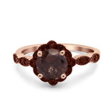Art Deco Round Natural Stone Floral Ring