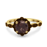 Art Deco Round Natural Stone Floral Ring