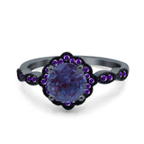 Art Deco Round Natural Stone Floral Ring