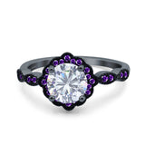 Art Deco Round Natural Stone Floral Ring