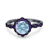 Art Deco Round Natural Stone Floral Ring