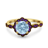 Art Deco Round Natural Stone Floral Ring