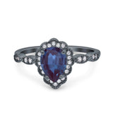 Vintage Style Pear Teardrop Natural Stone Ring
