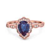 Vintage Style Pear Teardrop Natural Stone Ring