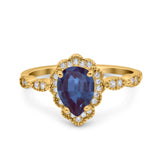 Vintage Style Pear Teardrop Natural Stone Ring