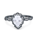 Vintage Style Pear Teardrop Natural Stone Ring
