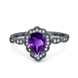 Vintage Style Pear Teardrop Natural Stone Ring