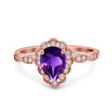 Vintage Style Pear Teardrop Natural Stone Ring