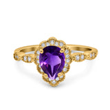 Vintage Style Pear Teardrop Natural Stone Ring