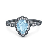 Vintage Style Pear Teardrop Natural Stone Ring