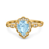 Vintage Style Pear Teardrop Natural Stone Ring