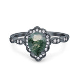 Vintage Style Pear Teardrop Natural Stone Ring