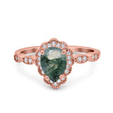 Vintage Style Pear Teardrop Natural Stone Ring