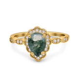 Vintage Style Pear Teardrop Natural Stone Ring