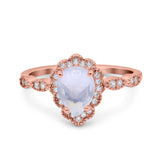 Pear Teardrop Natural Moonstone Vintage Style Ring 925 Sterling Silver