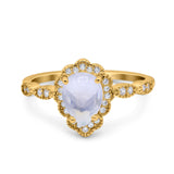 Vintage Style Pear Teardrop Natural Stone Ring