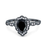 Vintage Style Pear Teardrop Natural Stone Ring