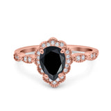 Vintage Style Pear Teardrop Natural Stone Ring