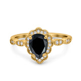 Vintage Style Pear Teardrop Natural Stone Ring