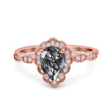 Vintage Style Pear Teardrop Natural Stone Ring