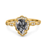 Vintage Style Pear Teardrop Natural Stone Ring