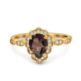 Vintage Style Pear Teardrop Natural Stone Ring