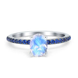 Two Tone Oval Natural Stone Wedding Ring