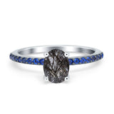 Two Tone Oval Natural Stone Wedding Ring