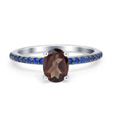 Two Tone Oval Natural Stone Wedding Ring