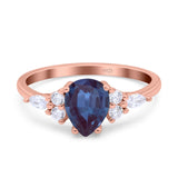 Vintage Style Pear Teardrop Natural Stone Ring