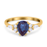 Vintage Style Pear Teardrop Natural Stone Ring