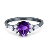 Vintage Style Pear Teardrop Natural Stone Ring