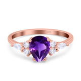 Vintage Style Pear Teardrop Natural Stone Ring