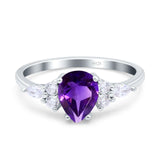 Vintage Style Pear Teardrop Natural Stone Ring