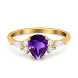 Vintage Style Pear Teardrop Natural Stone Ring