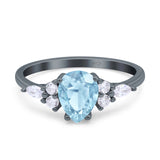 Vintage Style Pear Teardrop Natural Stone Ring