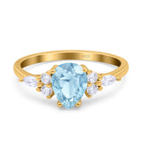 Vintage Style Pear Teardrop Natural Stone Ring