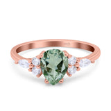 Vintage Style Pear Teardrop Natural Stone Ring