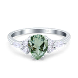 Vintage Style Pear Teardrop Natural Stone Ring