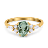 Vintage Style Pear Teardrop Natural Stone Ring