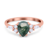 Vintage Style Pear Teardrop Natural Stone Ring