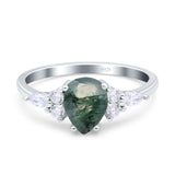 Vintage Style Pear Teardrop Natural Stone Ring