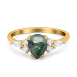 Vintage Style Pear Teardrop Natural Stone Ring