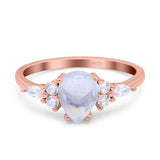 Pear Teardrop Natural Moonstone Vintage Style Ring 925 Sterling Silver