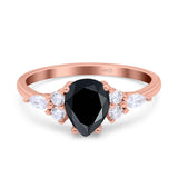 Vintage Style Pear Teardrop Natural Stone Ring