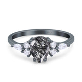 Vintage Style Pear Teardrop Natural Stone Ring