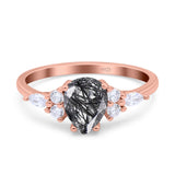 Vintage Style Pear Teardrop Natural Stone Ring