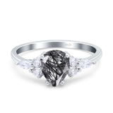 Vintage Style Pear Teardrop Natural Stone Ring