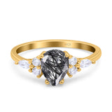 Vintage Style Pear Teardrop Natural Stone Ring