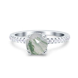 Art Deco Round Natural Stone Ring